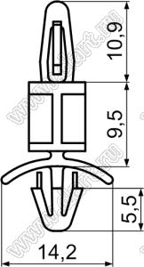 LCSLR-9.5 фиксатор платы с двумя защелками; dп=4,0мм; s=2,4мм; d отв.=4,8мм; t=1,6мм; нейлон-66 (UL); натуральный