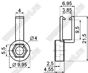 THP-1 фиксатор кабеля с винтовым креплением М4; нейлон-66 (UL); натуральный