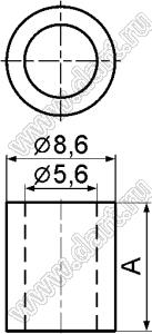 5-8 стойка трубчатая гладкая; нейлон-66 (UL); натуральный; A=8,0мм; B=5,6мм; C=8,6мм