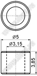 3.1-3.8V0 стойка трубчатая гладкая; A=3,85мм; B=3,15мм; C=5,0мм; нейлон-66 (UL); натуральный