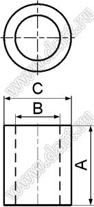 1.2-5 стойка трубчатая гладкая; A=5,0мм; B=1,2мм; C=4,0мм; нейлон-66 (UL); натуральный