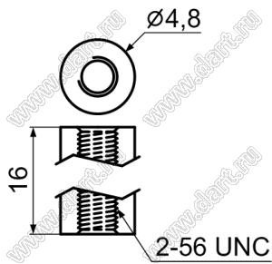 HP256-16 cтойка круглая с внутренней резьбой 2-56 UNC; полиоксиметилен (POM); натуральный