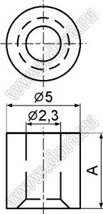 2.2-5 стойка трубчатая гладкая; A=5,0мм; B=2,2мм; C=4,0мм; нейлон-66 (UL); натуральный