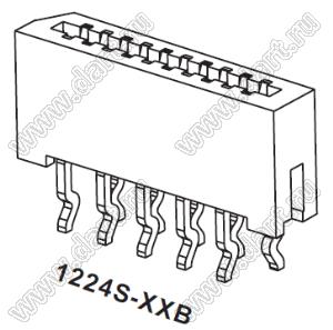 1224S-22B разъем прямой FPC, шаг 1,0 мм, специальное располож. 22 конт.