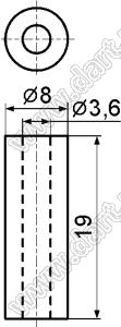 3.6-19 стойка трубчатая гладкая; A=19,0мм; B=3,6мм; C=8,0мм; нейлон-66 (UL); натуральный