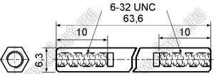 HP632-64 cтойка шестигранная с внутренними резьбами 6-32 UNC; нейлон-66 (UL); натуральный