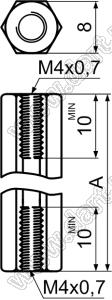 HPC4-35 cтойка шестигранная с внутренними резьбами М4х0,7; A=35,0мм; нейлон-66 (UL); черный