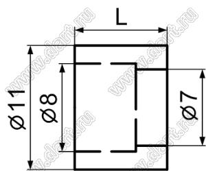 RLL-100 изолятор крепежа составной с отверстием d=5,0 мм; L=10,3мм; dп=7,5мм; d отв.=4,5мм; нейлон-66 (UL); натуральный