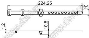 STCA-224 стяжка для проводов на защелках; L=224,25мм; нейлон-66 (UL); черный / белый