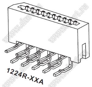 1224R-13A разъем угловой FPC, шаг 1,0 мм, стандартное располож. 13 конт.