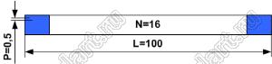 BLFPC P0,5 16PIN 100mm шлейф плоский сверхтонкий FFC/FPC; 16-конт.; длина 100мм; контакты на одной поверхности