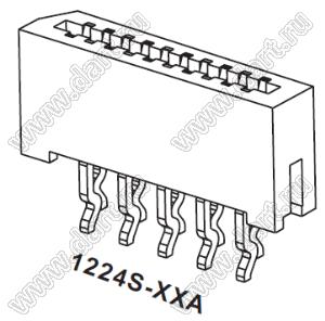 1224S-24A разъем прямой FPC, шаг 1,0 мм, стандартное располож. 24 конт.