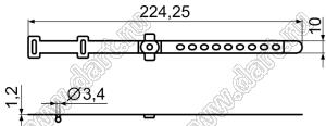 STCA-225 стяжка для проводов на защелках; L=224,25мм; нейлон-66 (UL); черный / белый