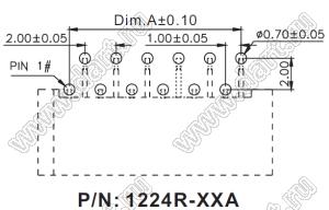 1224R-13A разъем угловой FPC, шаг 1,0 мм, стандартное располож. 13 конт.