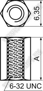 HP632-15.9 cтойка шестигранная с внутренней резьбой 6-32 UNC; A=15,9мм; B=6,35мм; нейлон-66 (UL); натуральный