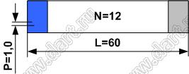 BLFPC P1,0 12PIN 60mm REV шлейф плоский, шаг 1,0мм 12 жил длина 60мм, контакты на разных поверхностях