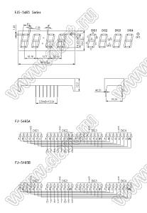 BJ5465AB индикатор светодиодный; 0.56"; 4-разр.; 7-сегм.; синий; общий катод