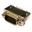 DS1038-15MB0N-C (5510-15PA-02A, DHR-15MC) вилка угловая D-SUB высокой плотности для пайки на плату; 15-конт.; с установленными стойками и закладными гайками; черный изолятор