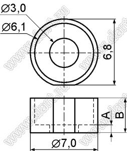 UT-6N46 распорка межплатная; A=0,3мм; B=2,3мм; нейлон-46 (UL); натуральный