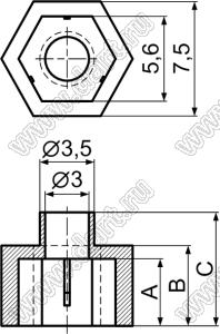 TW-95N46 втулка изолирующая для транзистора в корпусе TO-220; E=5,2мм; нейлон-46 (UL); 94V-0; натуральный