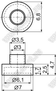 TW-124N46 втулка изолирующая для транзистора в корпусе TO-220; нейлон-46 (UL); 94V-0; натуральный