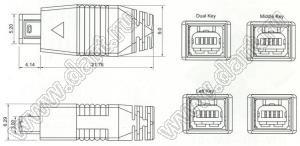 US10-078 (HW-MU-4M-01) вилка мини USB2.0 на кабель, 4 конт.