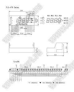 BJ476A индикатор светодиодный; 0.4"; 3,5-разр.; 7-сегм.; красный/желто-зеленый/оранжевый; общий анод