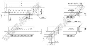 DS1033-50F (5501-50SA, DB-50F) розетка D-SUB для пайки на кабель; 50-конт.