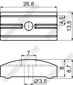 TRK-35 фиксатор транзистора; 26,8x13,5мм; нейлон-66 (UL); черный