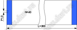 BLFPC P1,0 40PIN 300mm шлейф плоский, шаг 1,0мм 40 жил длина 300мм, контакты на одной поверхности