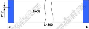 BLFPC P1,0 32PIN 300mm шлейф плоский, шаг 1,0мм 32 жилы длина 300мм, контакты на одной поверхности