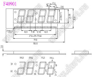 BJ40901JPG индикатор светодиодный; 0.9"; 4-разр.; 7-сегм.; зеленый; общий катод