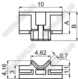 TRGV-6.7 подставка под корпус транзистора TO-220; A=6,7мм; B=8,3мм; нейлон-66 (UL); натуральный