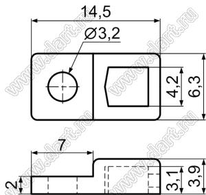 PH-18 держатель компонента; 14,5x6,3мм; полибутилентерефталат PBT (UL); натуральный