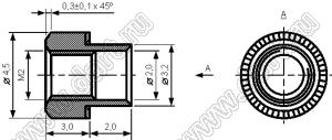 BONR-М2D4.5H5 втулка резьбовая развальцовочная (бонка) сквозная; М2; D=5,0мм; H=1,8мм; круглая; сталь оцинкованная