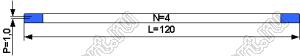 BLFPC P1,0 4PIN 120mm шлейф плоский, шаг 1,0мм 4 жилы длина 120мм, контакты на одной поверхности