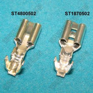 DJ622-J4.8A/B (ST1870502) терминал 4,8мм FASTON неизолированный ножевой розетка на провод; латунь луженая; A.W.G. 22-18; располож. цепью