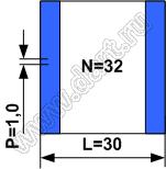 BLFPC P1,0 32PIN 30mm шлейф плоский, шаг 1,0мм 32 жил длина 30мм, контакты на одной поверхности