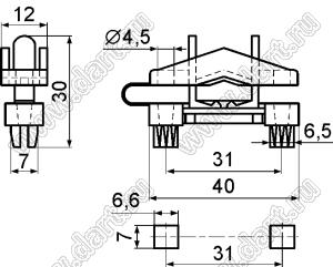 CLU-1 фиксатор кабеля с креплением на саморезах; нейлон-66 (UL); натуральный