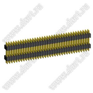 2199SBDI-070G-1110 (PLLHD1.27-70) вилка штыревая открытая прямая с двойным изолятором двухрядная на плату для монтажа в отверстия, шаг 1,27x1,27 мм, 2x35 конт.