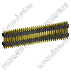 2199SBDI-066G-1110 (PLLHD1.27-66) вилка штыревая открытая прямая с двойным изолятором двухрядная на плату для монтажа в отверстия, шаг 1,27x1,27 мм, 2x33 конт.