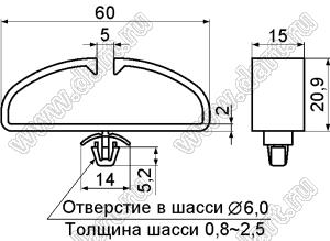 CHAU-1 фиксатор жгута проводов с защелкой в панель; нейлон-66 (UL); черный