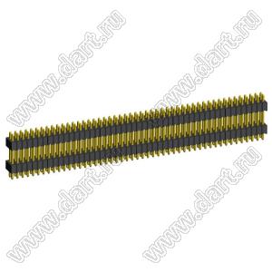 2199SBDI-098G-1110 (PLLHD1.27-98) вилка штыревая открытая прямая с двойным изолятором двухрядная на плату для монтажа в отверстия, шаг 1,27x1,27 мм, 2x49 конт.