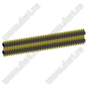 2199SBDI-094G-1110 (PLLHD1.27-94) вилка штыревая открытая прямая с двойным изолятором двухрядная на плату для монтажа в отверстия, шаг 1,27x1,27 мм, 2x47 конт.