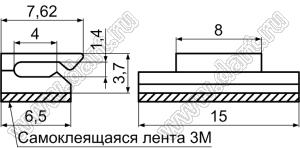 MWS-22 зажим проводов на самоклеящейся площадке; 6,5x15,0мм; нейлон-66 (UL); натуральный