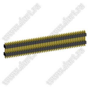 2199SBDI-092G-1110 (PLLHD1.27-92) вилка штыревая открытая прямая с двойным изолятором двухрядная на плату для монтажа в отверстия, шаг 1,27x1,27 мм, 2x46 конт.