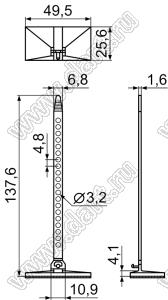 CLB-1 стяжка для проводов на самоклеящейся площадке; 49,5x25,6мм; C=137,6мм; нейлон-66 (UL); натуральный