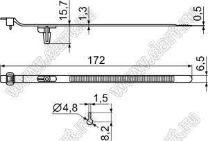 STC-173 стяжка кабельная с защелкой в панель; L=172,0мм; нейлон-66 (UL); черный