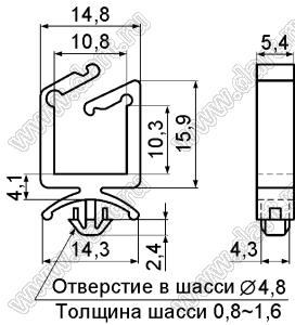 CH-11 фиксатор жгута проводов с защелкой в панель; нейлон-66 (UL); натуральный