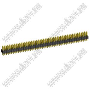 2199SB-100G-401023 (PLLD1.27-100) штыревая вилка открытая прямая двухрядная на плату для монтажа в отверстия, шаг 1,27x1,27мм, 2x50конт.